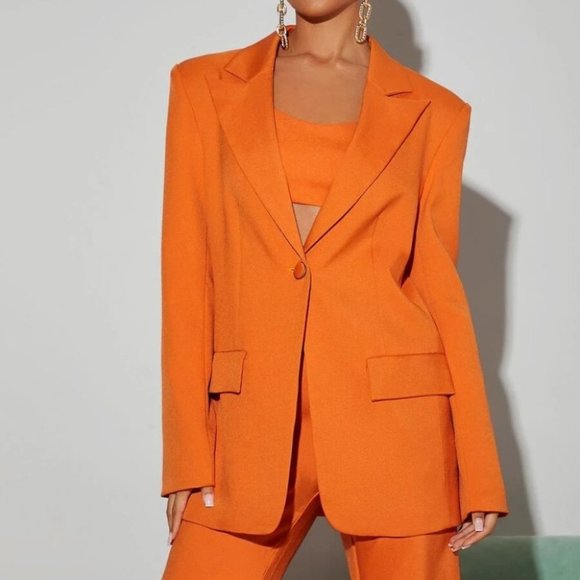 Orange Contemporary Single Breasted blazer - Picture 2 of 5